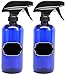 2 Pack Firefly Craft Cobalt Blue PLASTIC Spray Bottles with Chalkboard Labels, 16 ounces each