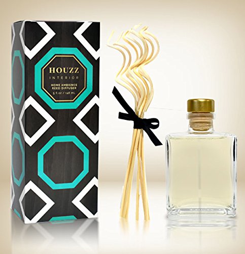 HOUZZ Interior RAIN Reed Diffuser Sticks Gift Set Room Fragrance with Grassy Vetiver, Arugula, Lavender & Sweet Basil â€“ Made with Natural Essential Oils â€“ No Sulfates or Parabens â€“ Made in The USA