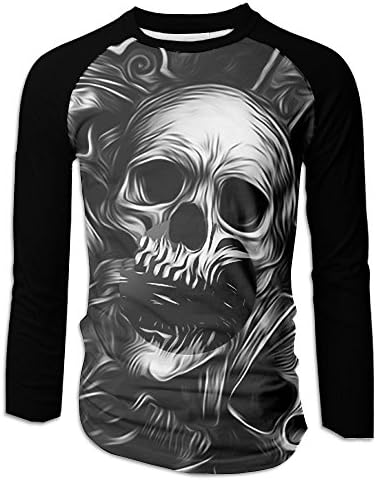 FASHION N WORLD Mens Scary Wicked Skulls Casual Raglan Long Sleeve Tshirt Sports Tee Shirts