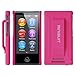 Minisuit JAZZ Slim Shell Case with Belt Clip + Screen Protector for iPod Nano 7 or 8 / 7th or 8th Gen (Rubberized Pink)