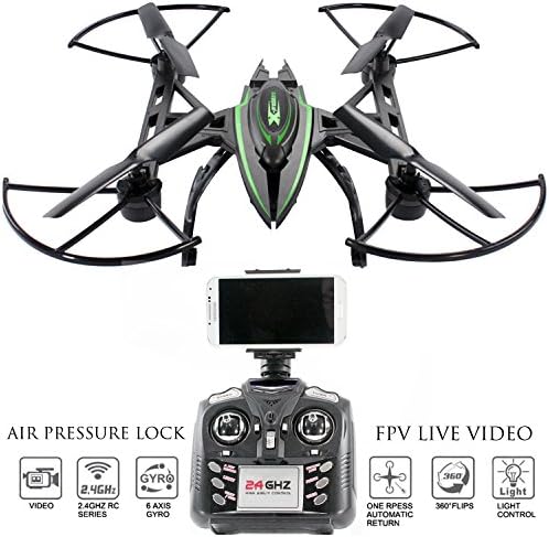 Drone with Camera Live Video - Predator FPV VR Quadcopter, Virtual Reality First Person View Flight in Real Time, Air Pressure Sensor Attitude Lock, Easy Control Headless Mode, Return Home Key