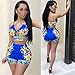 Recious Womens Sexy 2 Pieces Floral Printed Bandage Crop Tops Bodycon Shorts Party Clubwear Outfit Tracksuit Set