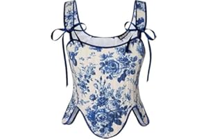 Scarlet Darkness Bustier Top for Women Renaissance Floral Lace Up Bodyshaper Corset with Zipper