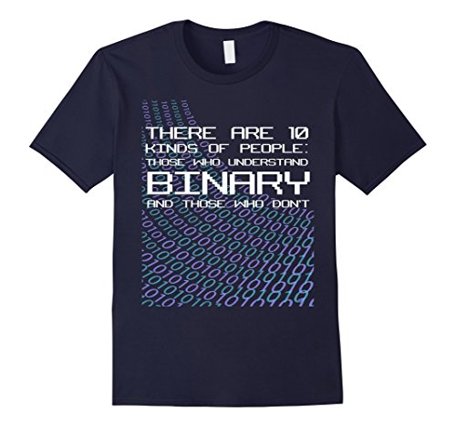 Men's Funny Binary Coder Computer Science Programmer Geek T-Shirt Medium Navy