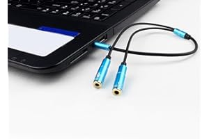 RASTKY 3.5mm Headphone Cable Elegant Portable Tangle-free Cable Converter with TPE Soft Cover for Smartphone 30cm Aluminum Al