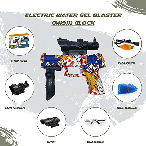 Arlee Granger Electric with Gel Ball Blaster, AGM1991 Eco-Friendly Splatter Ball Blaster Automatic, with 20000+ Water Beads and Goggles, for Outdoor Activities - Shooting Team Game, Ages 12+