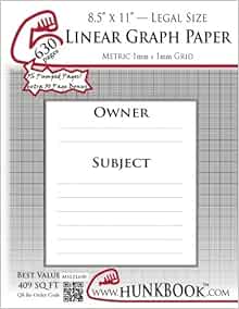 linear graph paper 1mm grid msl1l 630 pages legal size hunkbook