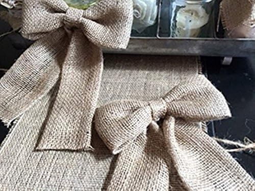 Christmas Burlap Wreath Pair of Bows Single Loop 8" Wide Bows Table Runner Chair Bows Rustic Wedding Decor Outdoor Reception Wreath Baby Shower