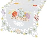 Xia Home Fashions Country Egg Embroidered Cutwork Easter Table Runner, 16 by 34-Inch