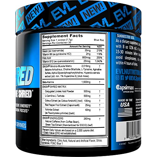EVL Ultimate Pre Workout Powder Thermogenic Fat Burn Support