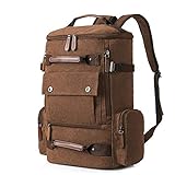 Yousu Canvas Fashion Travel Backpack School Rucksack Hiking Daypack, Coffee