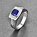 BONLAVIE Men's Siver Ring 925 Sterling Silver Ring Created Blue Sapphire Pave CZ W/AAA Princess Cut Wedding Band Size 6-13