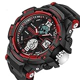 Kids Watches Outdoor Sports Children Watch Stopwatch Quartz Watch Boy Girls LED Digital Alarm Wristwatch Red