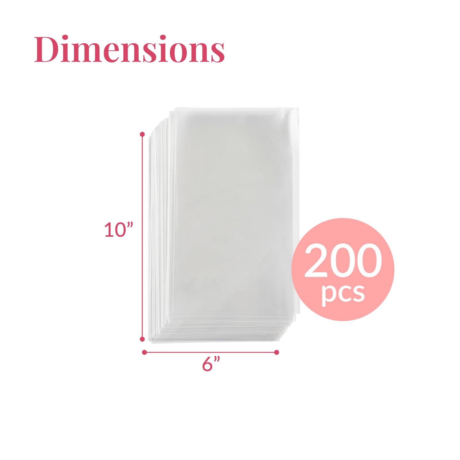 Prestee 200 Pack Clear Cellophane Bags for Favors - Transparent Goodie Bags for Birthday Party, 6x10 Inch Clear Bags with 4-Inch Twist Ties - Candy, Treat, Cookie Bags for Gift Giving