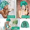 Double-Layer-Large-Shower-Caps-Bowknot-Bath-Hair-Cap-Reusable-Waterproof-Ribbon-Turban-Sleep-Cap-Adjustable-Bath-Cap-with-Elastic-Band-for-Women-Girls-Spa-Beauty-Hair-Care-Home-Travel-Use-Dark-Green Double Layer Large Shower Caps Bowknot Bath Hair Cap Reusable Waterproof Ribbon Turban Sleep Cap Adjustable Bath Cap…