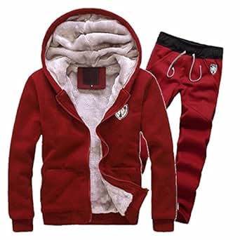 Men's Winter Fleece Lined Hoodies Sweat Suit Thicken ...