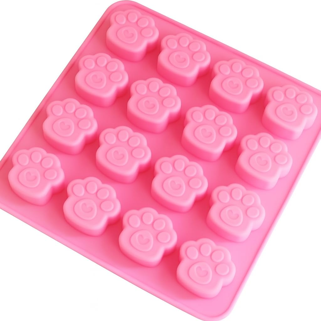 Selecto Bake Paw Silicone Molds, 16 Cavity Chocolate Paw Moulds, DIY Baking Tools for Pudding Cupcakes Jelly Candy Soap