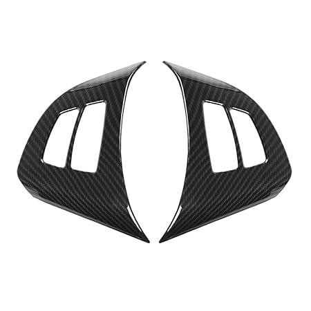 Outbit Lenkradverkleidung - 1 Paar Lenkrad-Tastenrahmen Dekorationsverkleidung für BMW X5 E70 2008-2013. (Kohlefaser und Chro