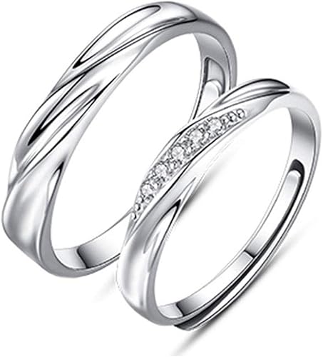 Amazon Dy 2tenペアリング 指輪 カップル リング 結婚指輪 婚約指輪 925スターリングシルバー サイズ調節可能 スワロフスキー オープンリング フリーサイズ レディース メンズ プレゼント ジュエリー 通販