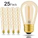 Hizashi - 25 Pack 2200K LED S14 1 Watt Dimmable Bulb E26, String Light Replacement Bulbs - Equal to 11W Incandescent Bulbs - Amber LED Edison Filament Bulbs for Outdoor Patio String Light, UL Listed