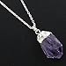 KISSPAT Healing Crystal Necklace | Natural Purple Amethyst Quartz Stone Necklace for Women | 30'' Long Pendant Necklace