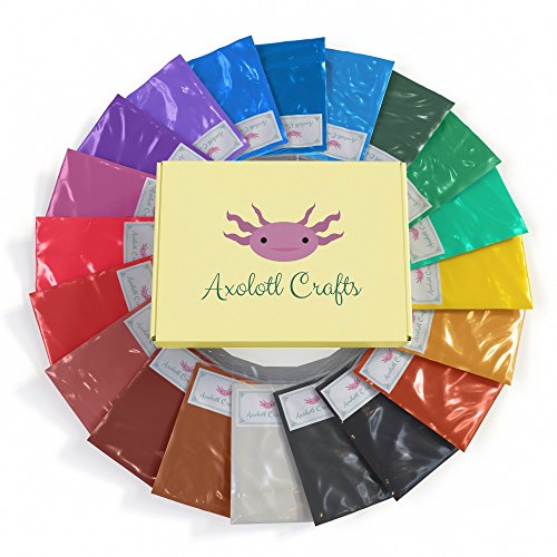 Mica Powder Set- Cosmetic Grade Pearl Pigment Powder for Slime, Resin, Bath Bombs, Epoxy- 20 Colors (0.35oz/10g Each)- Soap Making Colorant Packs- Dye for Makeup, Nail Art, Paint, Clay- Natural