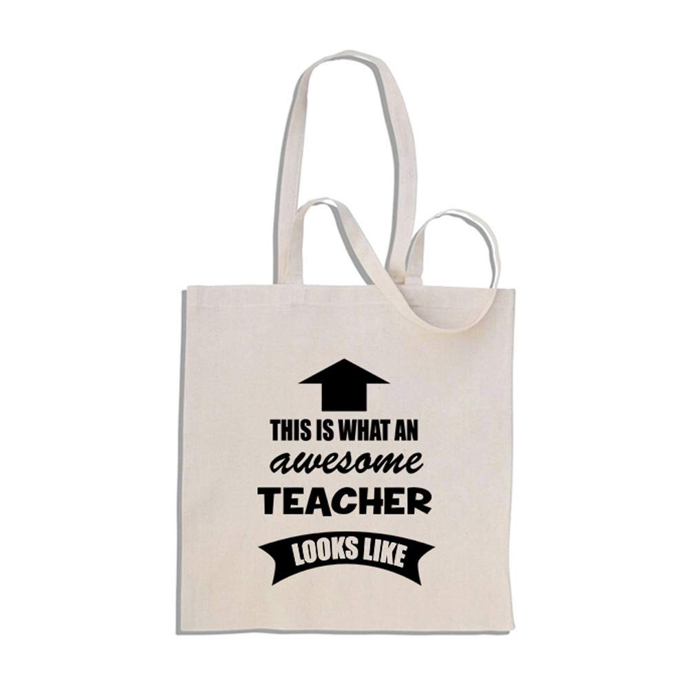 This is What an Awesome Teacher Looks Like - Cotton Shopper Tote Gift Bag
