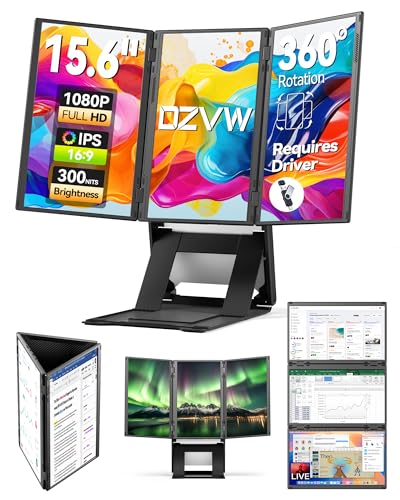 DZVW Quad Laptop Screen Extender 15.6" FHD