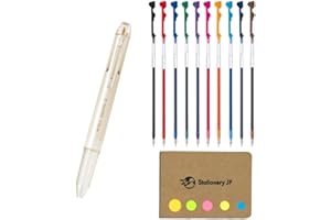 STATIONERY JP Pilot Hi-tec-c Coleto 5 Color Multi Pen Body Component, Cream Pearl, Rubber grip, 0.3mm 10 Color Ink Refills, Sticky Notes Value Set