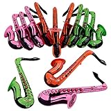 Kicko 24 Inches Saxophone Inflate Pack f 12 - Party Decoration - Party Balloons - Toy for Children - Music Shaped Balloons - Instrument Accessory - Assorted Colors