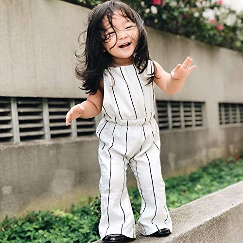 Toddler Baby Girls Halter Romper, Kids Sleeveless Striped Bell-Bottom Jumpsuit Pants Overalls Outfits