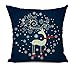 4TH Emotion Christmas Blue Deer Cotton Linen Square Throw Pillow Case Decorative Cushion Cover Pillowcase Cushion Case for Sofa (#31,hot)