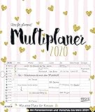 Multiplaner - Time for glamour 2020: Typo-Art Familienplaner, 7 breite Spalten by