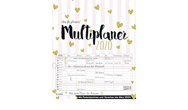 Multiplaner Time For Glamour 2020 Typo Art Familienplaner 7