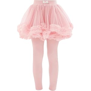 Girls Tutu Skirted Leggings w/Bow, Soft Ruffle Daily & Dance Wear Ages 2-8