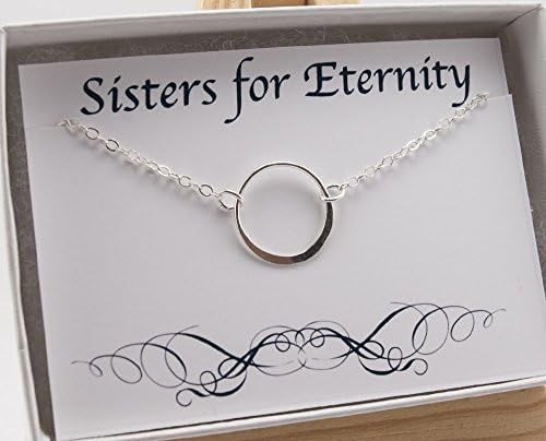 Karma Necklace, Sisters for Eternity Pendant Jewelry, Circle of Life, Sterling Silver Infinity, 18 inches