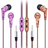 Earbuds with Microphone, Costyle 2-Pack Nylon Braided No Tangle Noise Isolating Earphones headphones with Microphone Control Remote Button for Android, iPhone, iPod, Samsung Tab (Orange+Pink)