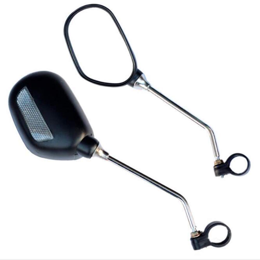 MOMOALA One Pair Handlebar Mirror Mobility Scooter Safety Bike Reflectors Black - sliver