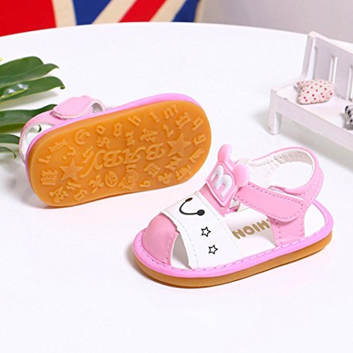 Sunward Fisherman Boy Girl Squeaky Sandals Shoes, Criss-Cross Toddler Boy Sandals Slip (Pink, 12M) - Thumbnail 3