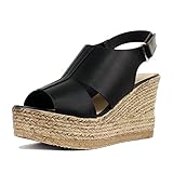 Guilty Heart | Womens Casual Comfortable Braided Bottom Platform | Open Toe Ankle Wrap Summer Wedge Sandal