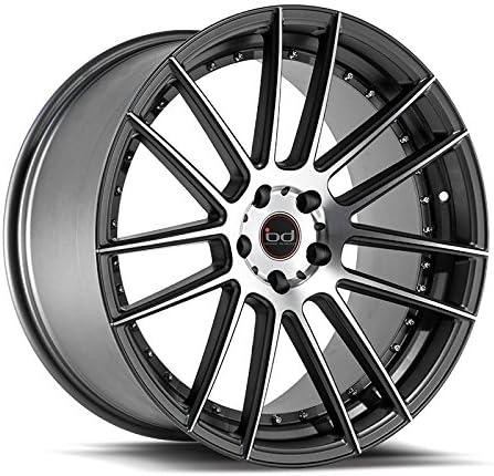 20" INCH STAGGERED BLAQUE DIAMOND BD-4 RIMS WHEEL &amp; TIRES PACKAGE MATTE GRAPHITE w/MACHINE FACE (20x8.5 &amp; 20x10 OFFSET: +24 +27)