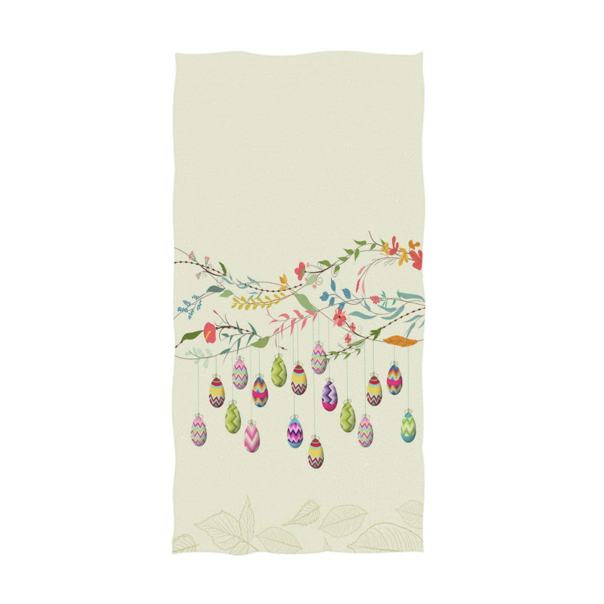 Naanle Stylish Easter Eggs Flowers in Spring Tree Branch Pattern Soft Absorbent Large Hand Towels Multipurpose for Bathroom, Hotel, Gym and Spa (16" x 30",Beige)