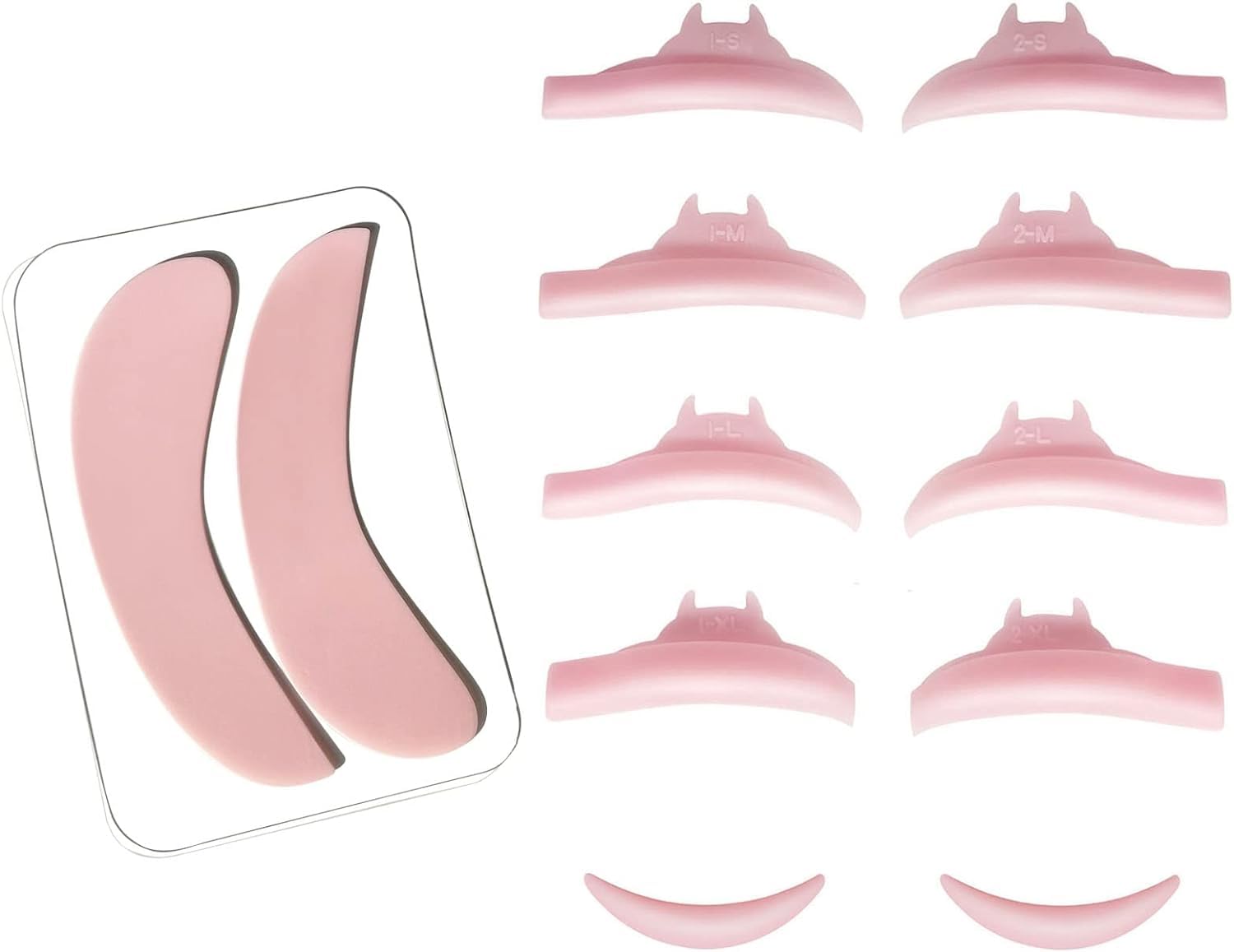 PERMANIA Lash Lift Pads, 12 PCS Reusable Silicone Under Eye Pads with Suction Eyelash Perm Rods Makeup Beauty Tools for Keratin Lash Lifting（Pink+Under Eye Pads）