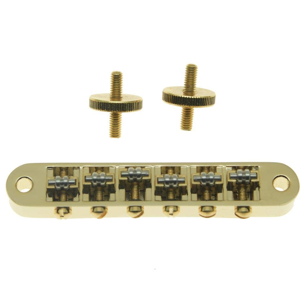 KAISH Gold Guitar Roller Saddle Bridge Tune-O-Matic Bridge For Les Paul,SG,ES Dot,Gretsch Bigsby Guitar with M4 Threaded Posts