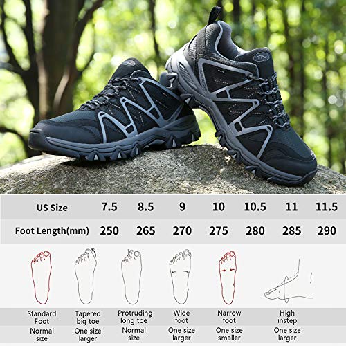 TFO Hiking Shoes Men Waterproof Air Circulation Insole Ankle Support Non-Slip Lightweight for Outdoor Trekking Walking Black