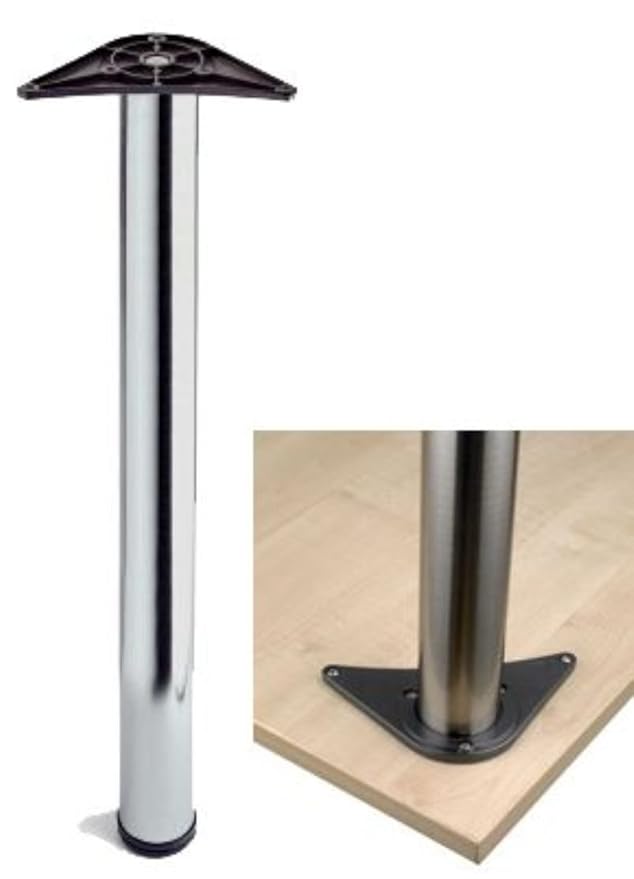 1 X BREAKFAST BAR LEG 870MM KITCHEN WORKTOP SUPPORT BRUSHED CHROME