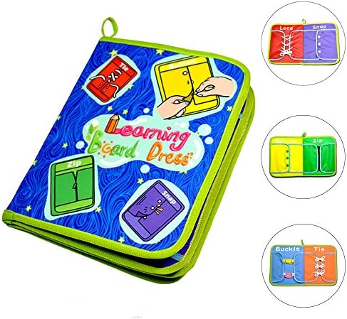 SETmell Early Learning Basic Life Skills Toys Quiet Book,Montessori Learn to Dress Boards- Zip, Snap, Button, Buckle, Lace and Tie,Educational Toy for Baby Toddlers Children