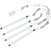 LED Display Lights, (4) Strip Light Bars for Display Case Shelf Showcase Bookshelf Kitchen Workbench, Plug-in Under Cabinet Lighting - (6000K, Cool White)