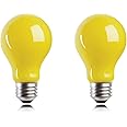 Helloify LED Bug Light Bulb, Vintage Edison Yellow Bulbs, Outdoor Porch Lights, High Brightness Filament Lamp for Pendant Wall Light Fixtures in Home Restaurant Hotel, Amber, A19 5W, E26, 2 Pack