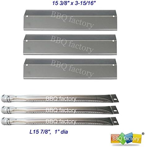 bbq factory Replacement Brinkmann Pro Series 8300 3 Burner 810-8300-W Replacement Stainless Steel Burners, Stainless Steel Heat Plates